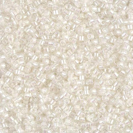 DB1701 11/0 Pearl Lined Transparent Pale Beige AB Miyuki Delica