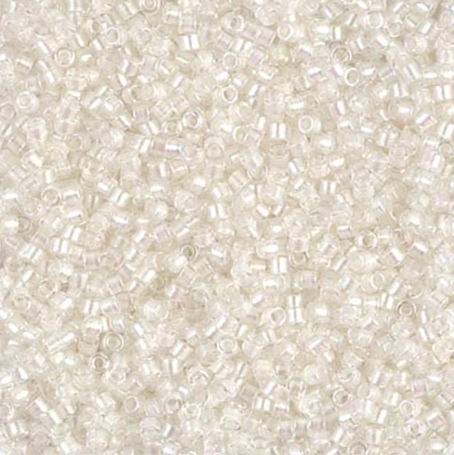 DB1701 11/0 Pearl Lined Transparent Pale Beige AB Miyuki Delica
