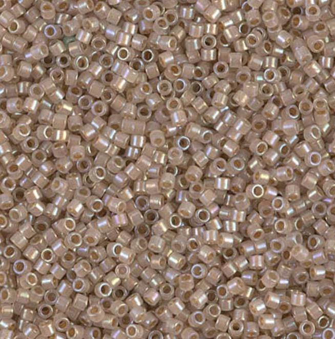 DB1731 11/0 Beige Lined Opal AB Miyuki Delica
