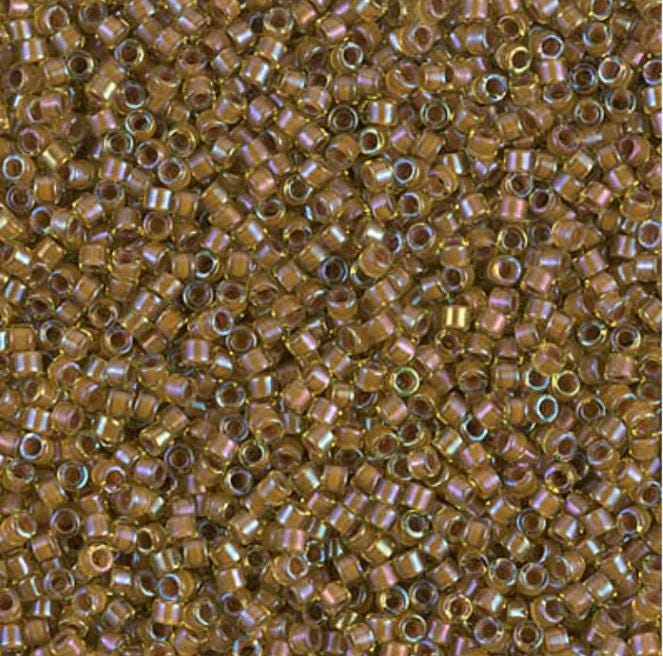 DB1738 11/0 Cocoa Lined Chartreuse AB Miyuki Delica