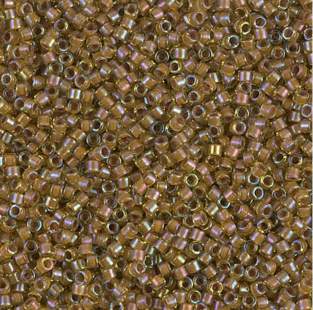 DB1738 11/0 Cocoa Lined Chartreuse AB Miyuki Delica