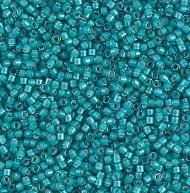 DB1782 11/0 White Lined Teal AB Miyuki Delica