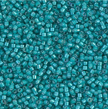 DB1782 11/0 White Lined Teal AB Miyuki Delica