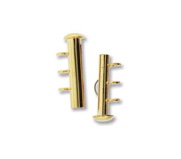 3 Strand VERTICAL LOOP Slide Clasp, Nickel-Free Gold Plated CLSP419GP, Qty 1