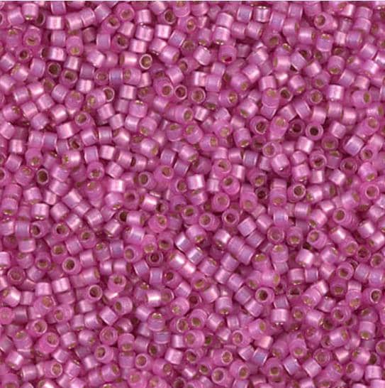 DB2174 11/0 Duracoat Semi-Frosted Silver Lined Dyed Pink Parfait Miyuki Delica