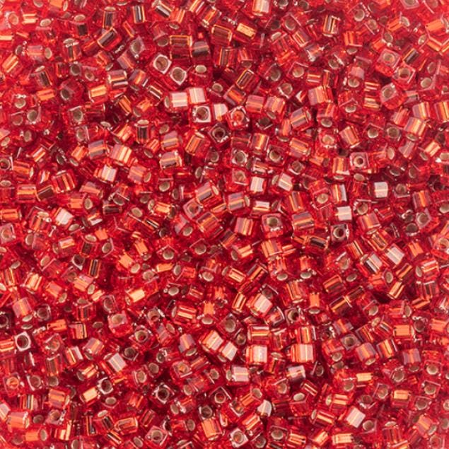 1.8mm Miyuki Cube Silver Lined Flame Red SB18-10