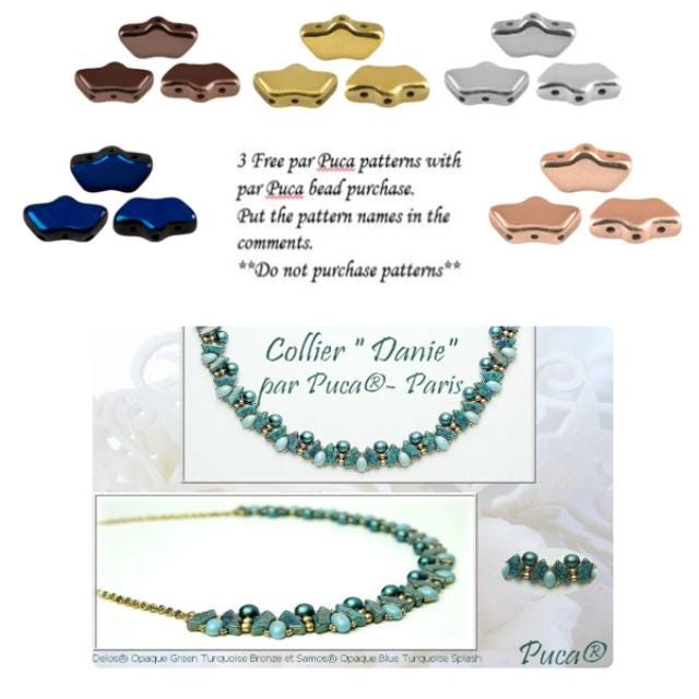 Delos Full Coatings 5 Colors Par Puca ® 3 Hole 6x11mm-25 Beads**See pattern section, Free patterns if not added to cart