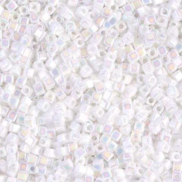 1.8mm Miyuki Cube Matte White AB SB18-402FR, 8 Grams
