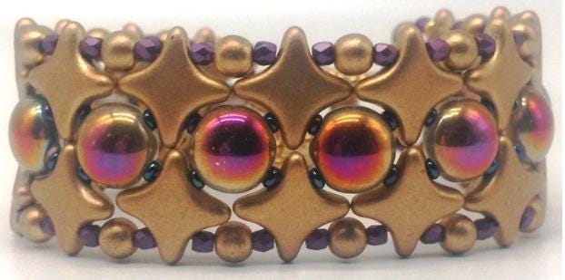 Star Beads Light Gold Matt, 2 Hole Czech Glass 10x10mm, 30 Beads