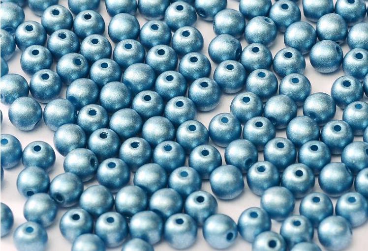 3mm Round Metallic Sea Blue, Czech Glass Beads, 29434-loose beads