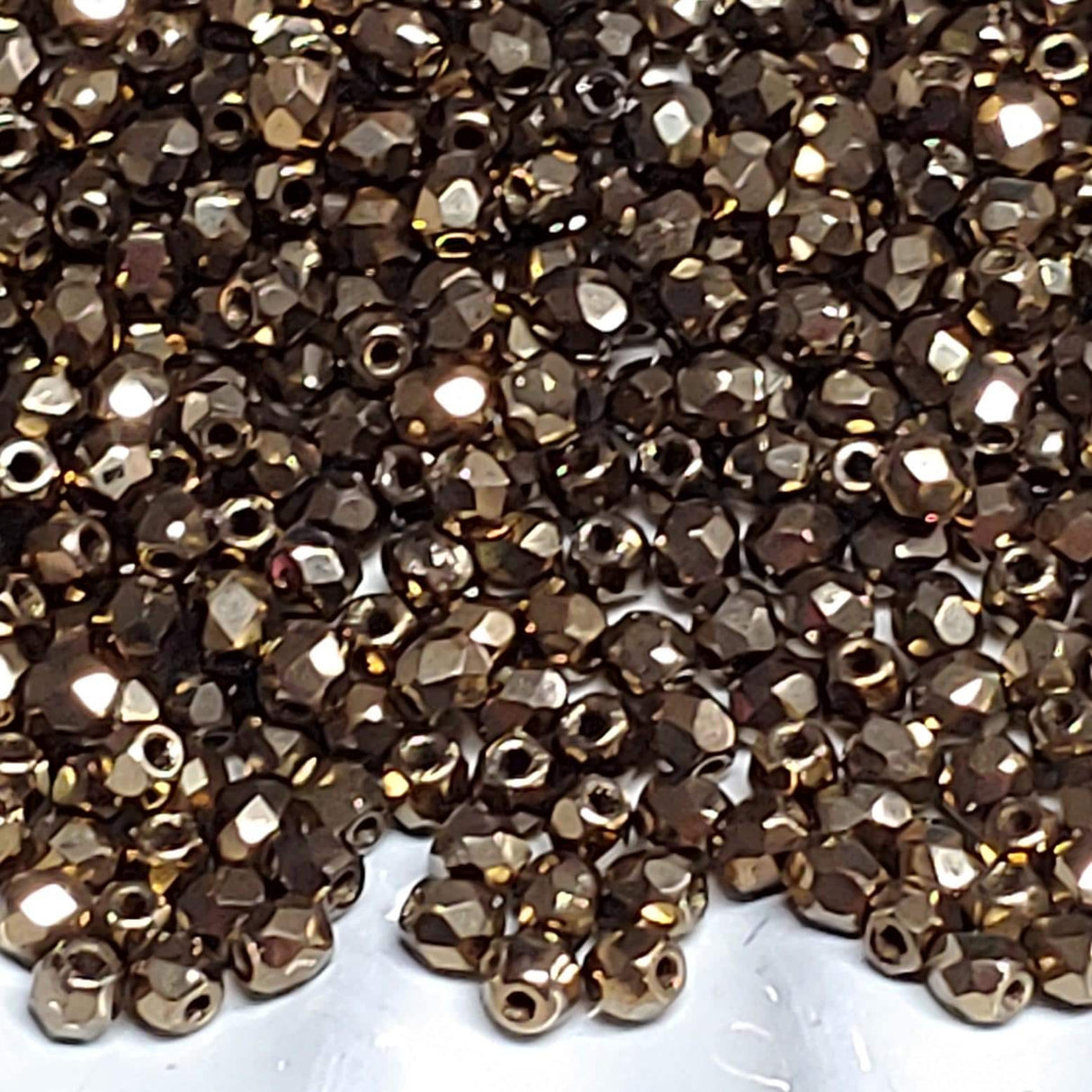 3mm Fire Polish Light Bronze, Czech glass faceted bead, 90215