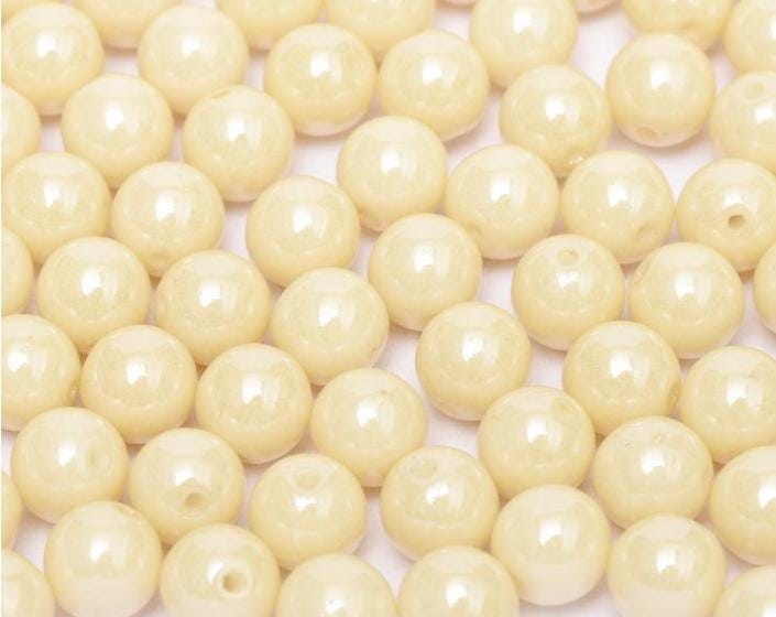 4mm Round Champagne Luster Czech Glass Beads, 14413 50 beads