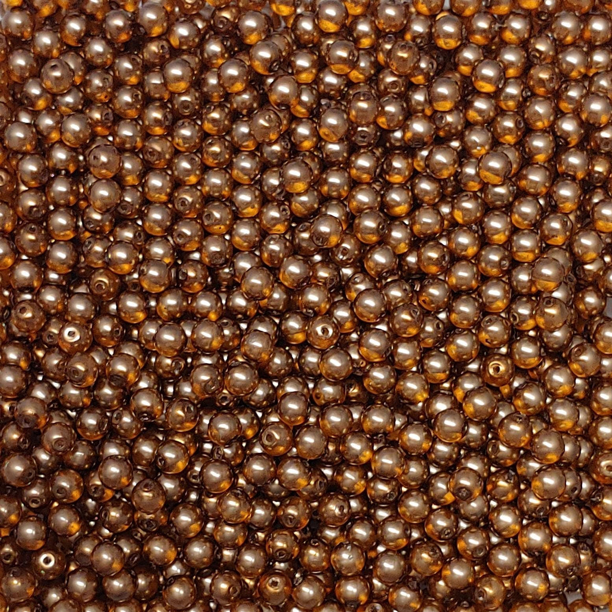4mm Crystal Pearl Brown-Round, Czech Glass Beads
