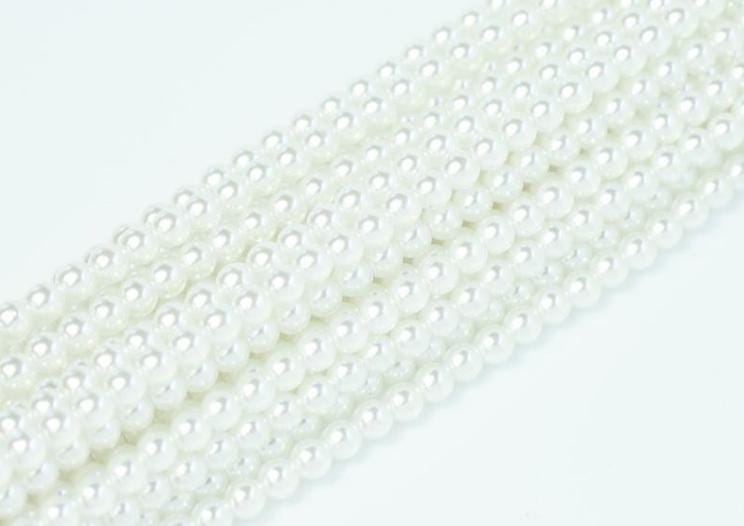 4mm Round Crystal Pearl White, Czech Glass Beads
