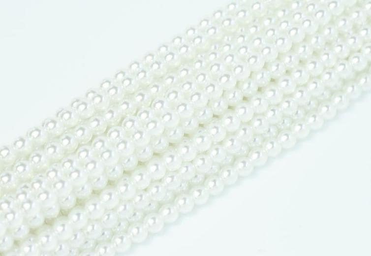 3mm Round Crystal Pearl White, Czech Glass Beads