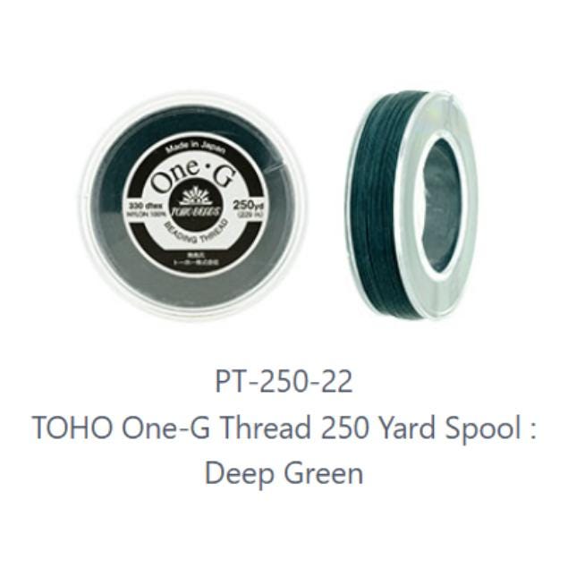 One-G Toho Deep Green Nylon Beading Thread 50, 125 or 250 Yards