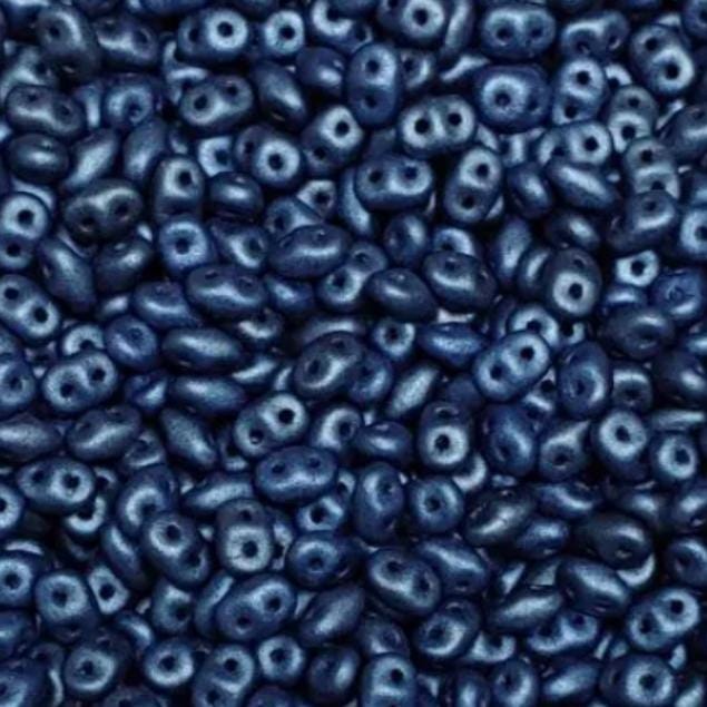 SuperDuo Metallic Suede Blue, Czech Glass 2-hole bead 2.5x5mm-79031, 10 grams