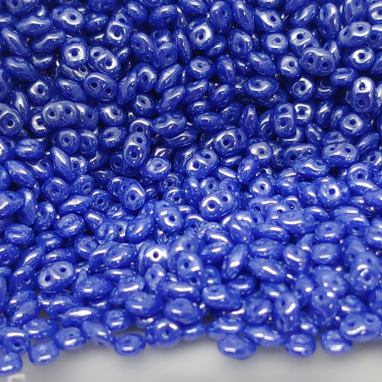 SuperDuo Opaque Blue White Luster, Czech Glass 2-hole bead 2.5x5mm, 533050-14400, 10 grams