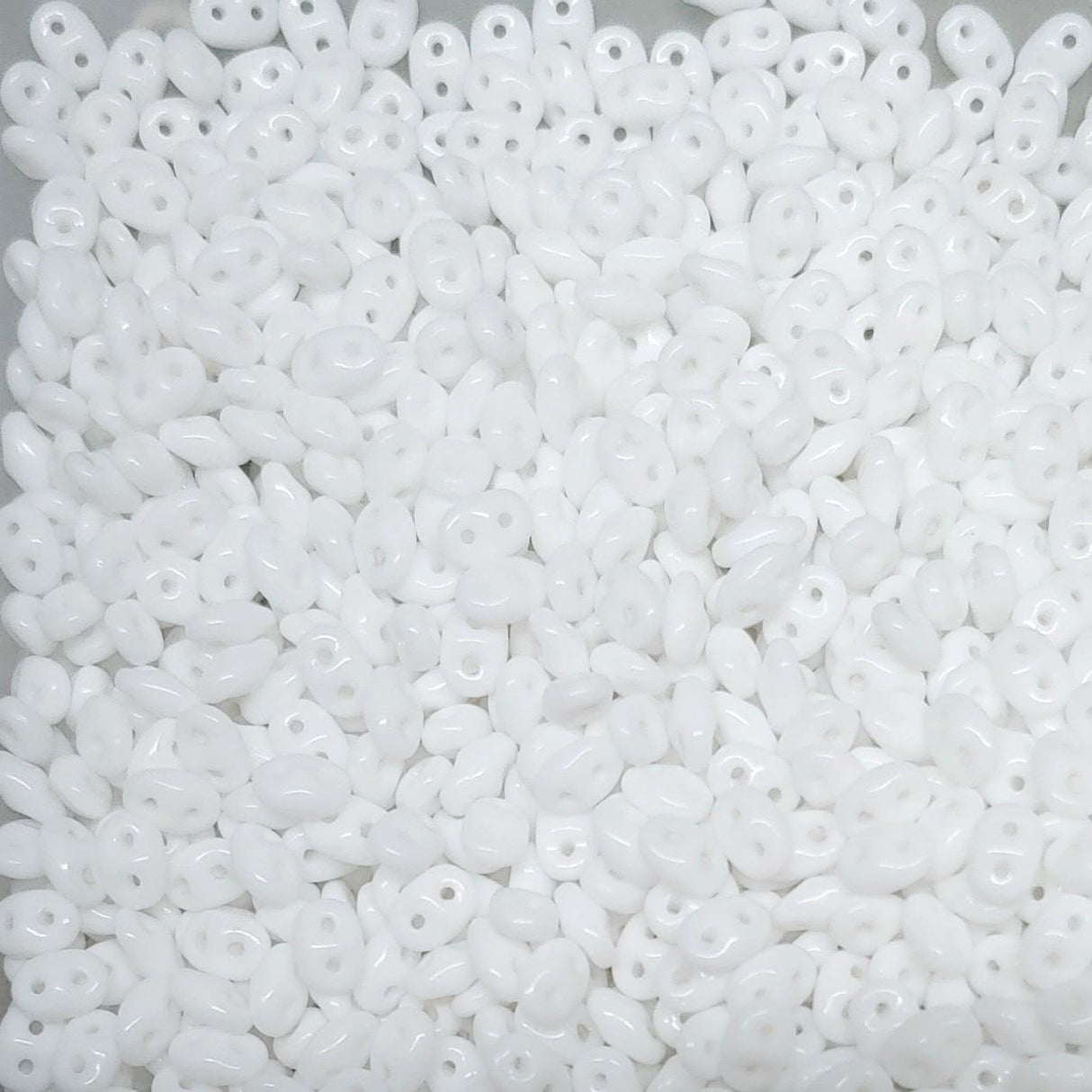 SuperDuo Chalk White, 2 hole bead 2.5x5mm Czech Glass Beads, 10 grams