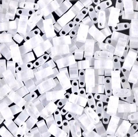 Miyuki Tila Beads, Tila, Half Tila or Quarter Tila, Matte Transparent Crystal AB-131FR, 5 grams