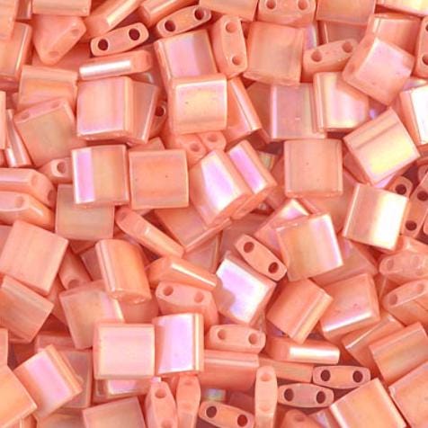 Miyuki Tila Beads-Tila, Half Tila or Quarter Tila Opaque Tea Rose Luster - 596-1, 5 grams