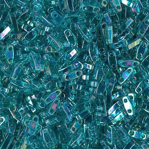 Miyuki Tila Beads-Tila, Half Tila or Quarter Tila Transparent Teal AB- 2458, 5 grams