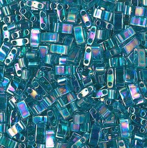 Miyuki Tila Beads-Tila, Half Tila or Quarter Tila Transparent Teal AB- 2458, 5 grams