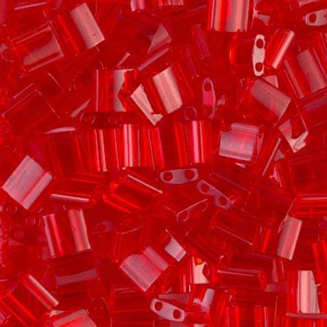 Miyuki Tila Beads-Tila, Half Tila or Quarter Tila Transparent Ruby - 140, 5 grams