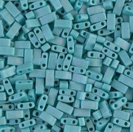 Miyuki Tila Beads-Tila, Half Tila or Quarter Tila Matte Opaque Turquoise Green AB- 412FR, 5 grams