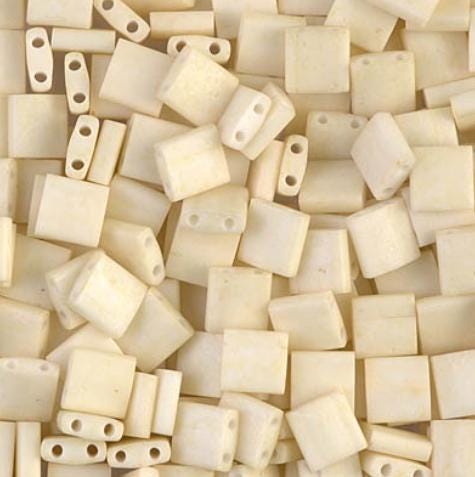 Miyuki Tila Beads-Tila, Half Tila or Quarter Tila Matte Opaque Cream - 2021, 5 grams
