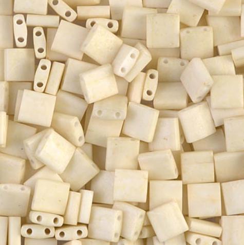 Miyuki Tila Beads-Tila, Half Tila or Quarter Tila Matte Opaque Cream - 2021, 5 grams