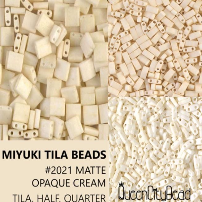 Miyuki Tila Beads-Tila, Half Tila or Quarter Tila Matte Opaque Cream - 2021