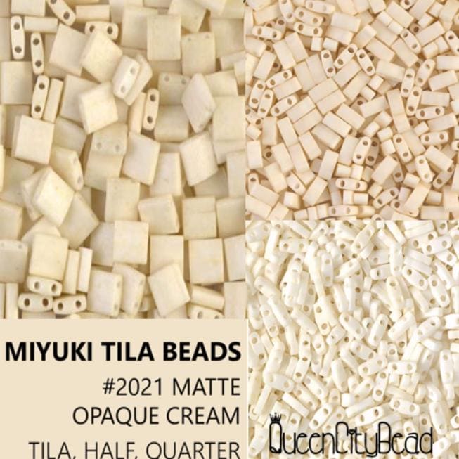 Miyuki Tila Beads-Tila, Half Tila or Quarter Tila Matte Opaque Cream - 2021