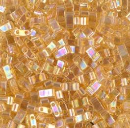 Miyuki Tila Beads-Tila, Half Tila or Quarter Tila Transparent Light Topaz AB - 251, 5 grams