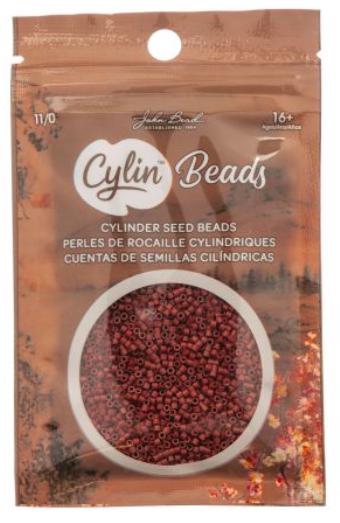 Cylin Bead 11/0 Dark Red Maroon Metallic Matte - 25 G Bag-CY11-1038