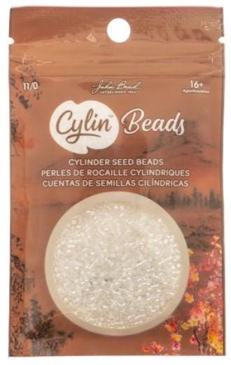 Cylin Bead 11/0 White AB Lined - 25 G Bag-CY11-1015