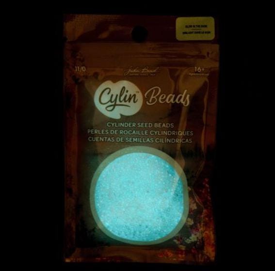 Cylin Bead 11/0 Glow in the Dark AB - White to Turquoise - 25 G Bag-CY11-1115