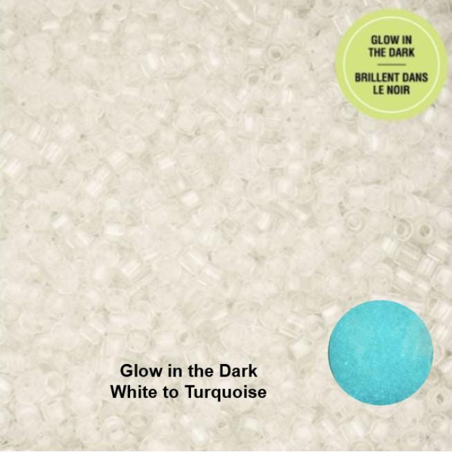 Cylin Bead 11/0 Glow in the Dark - White to Turquoise - 25 G Bag-CY11-1135