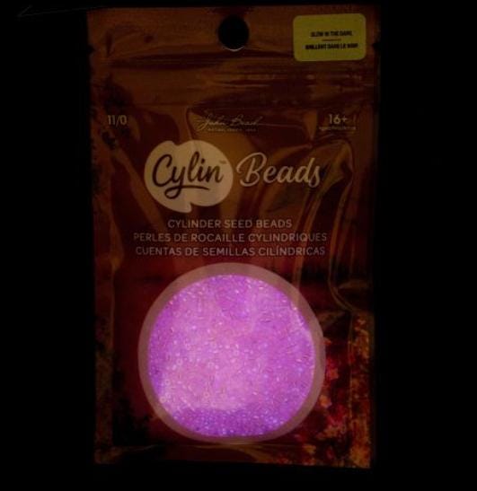 Cylin Bead 11/0 Glow in the Dark AB - Rose - 25 G Bag-CY11-1116