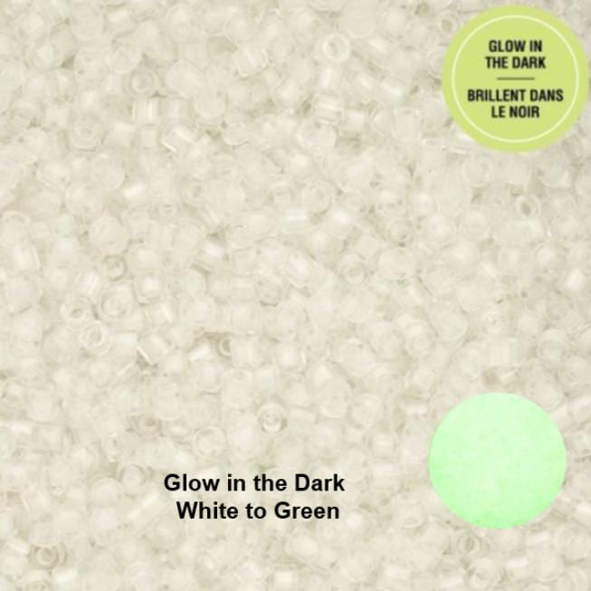 Cylin Bead 11/0 Glow in the Dark - White to Green - 25 G Bag-CY11-1134