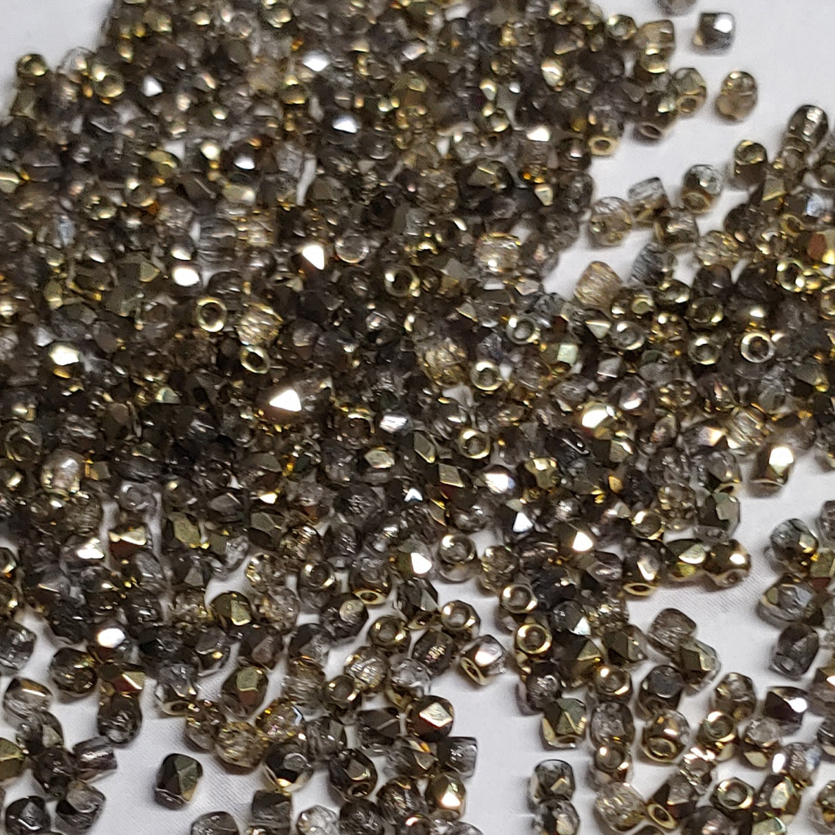 2mm Fire Polish Crystal Amber, Czech glass faceted round bead
