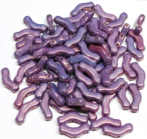 Bridge Bead Lila Vega Luster, 3-Hole Czech Glass 3x12MM, 15726-30 beads