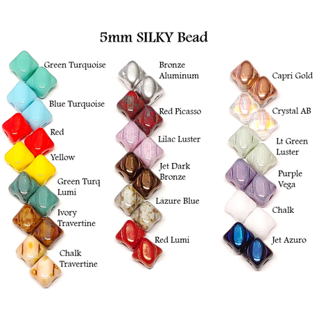5MM Silky Bead, 2 Hole Czech Glass