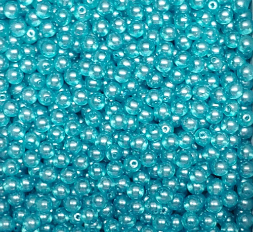 4mm Crystal Pearl Aqua-Round, Czech Glass Beads