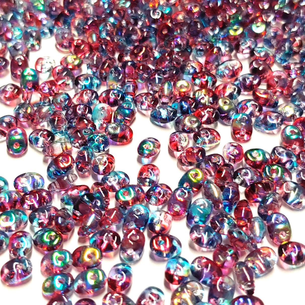 SuperDuo Summer Rainbow Dark Violet, Czech Glass  2-hole bead 2.5mm x 5mm-00030-48113, 10 grams