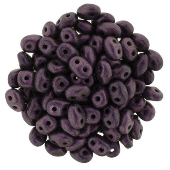Superduo Metallic Suede Pink, Czech Glass 2-hole bead 2.5x5mm-79086, 23 grams