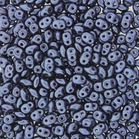 SuperDuo Pastel Montana Blue, Czech Glass 2-hole bead 2.5x5mm-25042, 10 grams