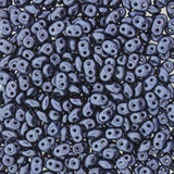 SuperDuo Pastel Montana Blue, Czech Glass 2-hole bead 2.5x5mm-25042, 10 grams