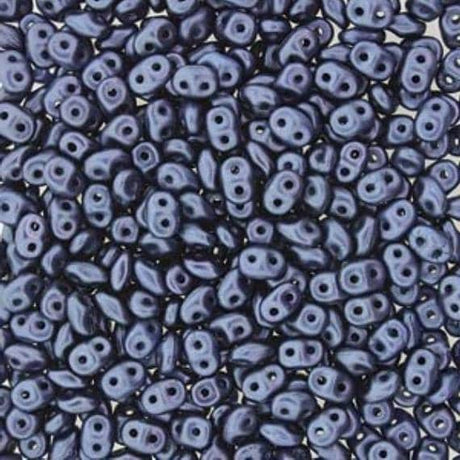 SuperDuo Pastel Montana Blue, Czech Glass 2-hole bead 2.5x5mm-25042, 10 grams