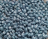 SuperDuo Chalk Blue Luster, 2 hole 2.5x5MM Czech Glass Bead, 03000-14464-10 Grams